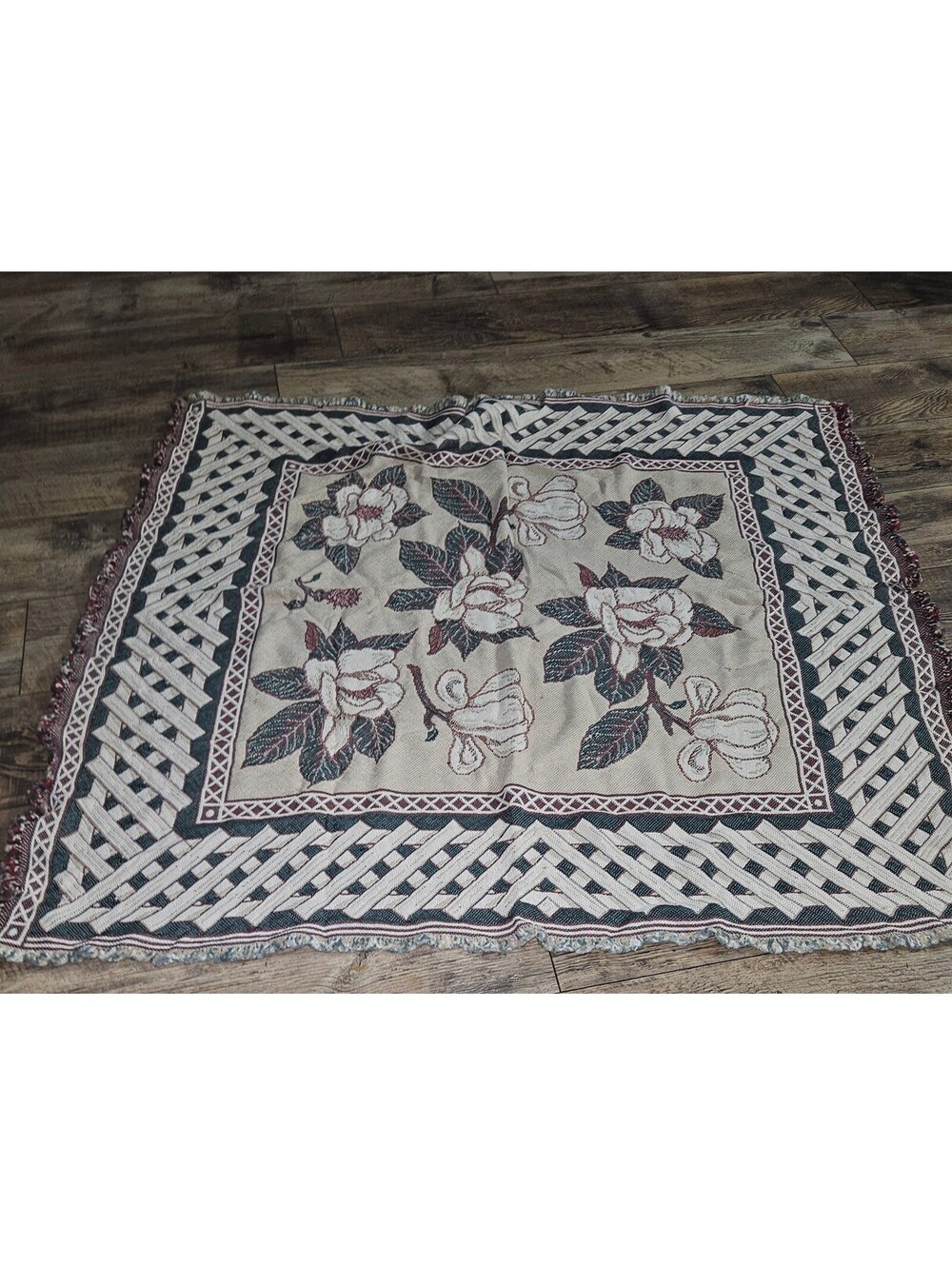Vintage Floral Woven Tapestry Throw Blanket